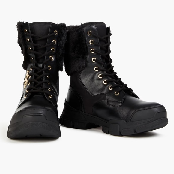 Moschino LOVE fur combat boots